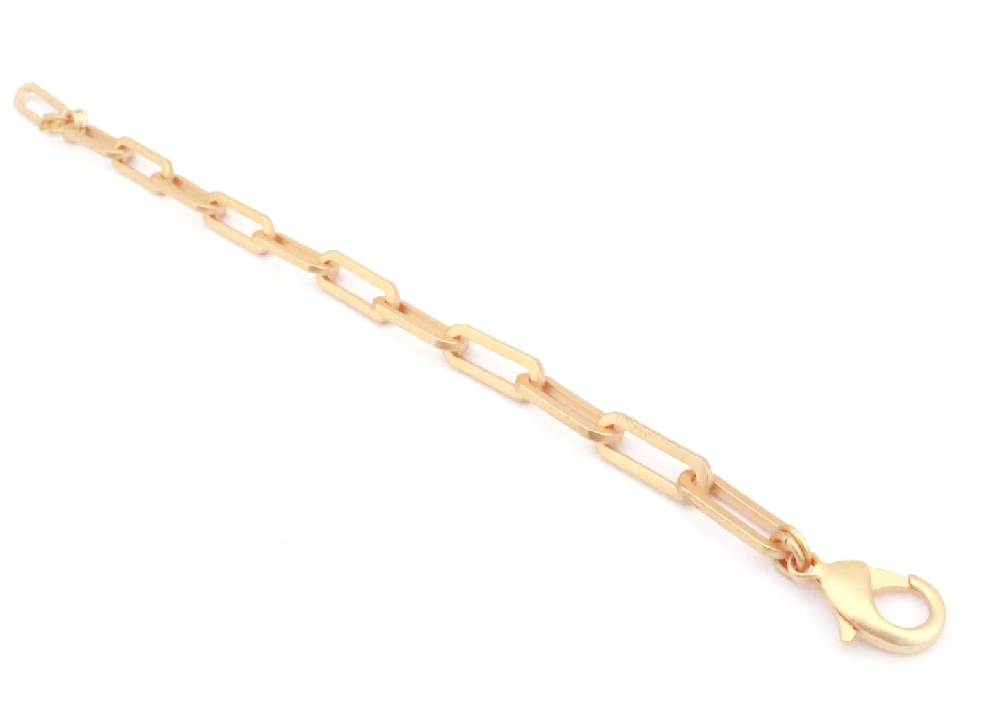 Matte Gold Large Paperclip Bracelet, Gold Charm Bracelet, Layering Bracelet, Adjustable Gold Chain Bracelet, Christmas Gift, Minimalist