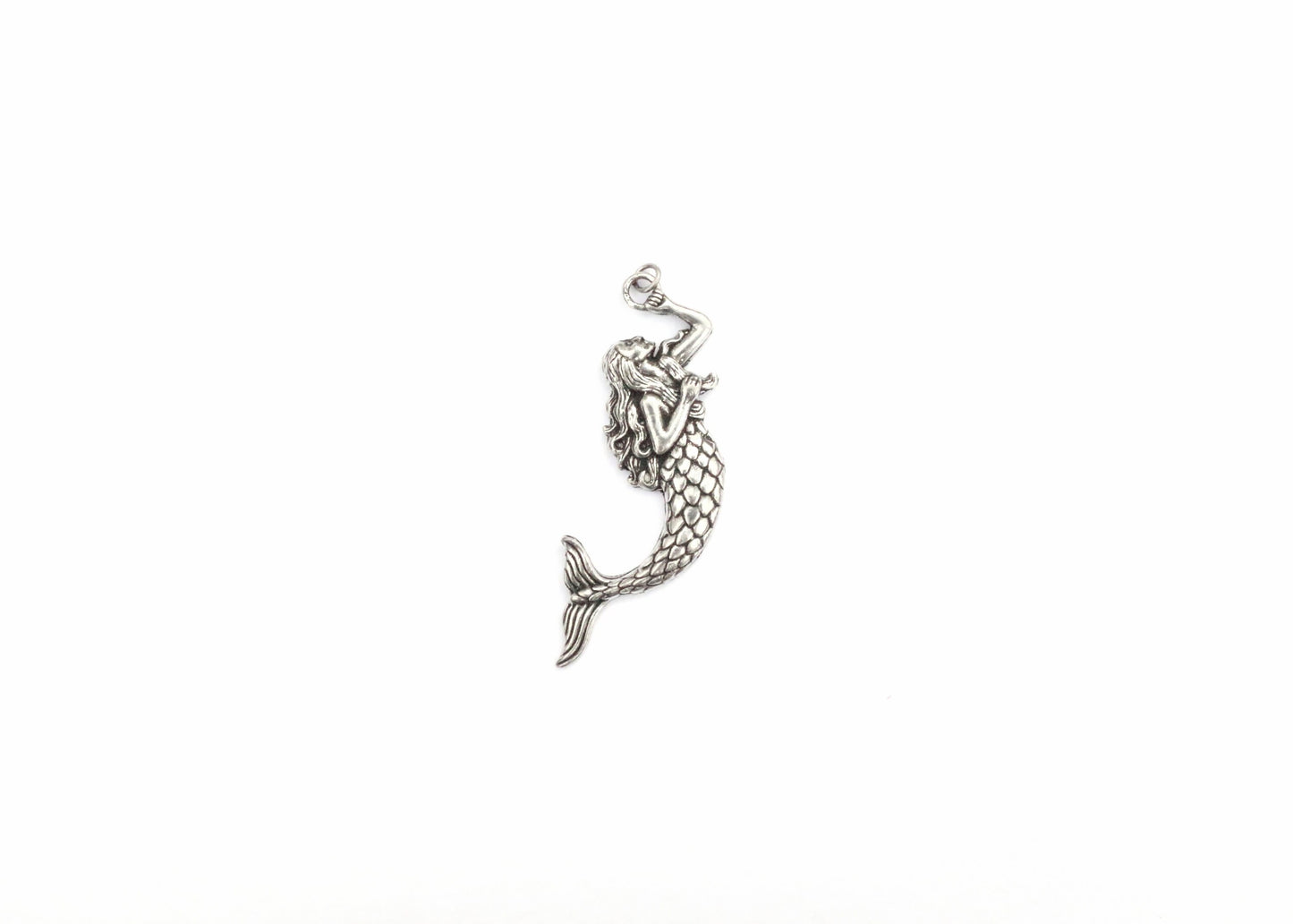 Gold Little Mermaid Pendant, Large Mermaid Charm, Ariel Necklace, Ocean Creature Jewelry, Mermaid Necklace, Gold Mermaid, Mermaid Charm
