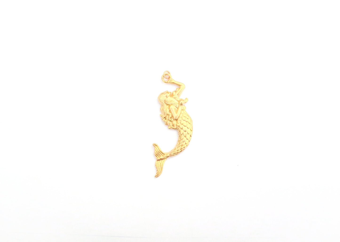 Gold Little Mermaid Pendant, Large Mermaid Charm, Ariel Necklace, Ocean Creature Jewelry, Mermaid Necklace, Gold Mermaid, Mermaid Charm