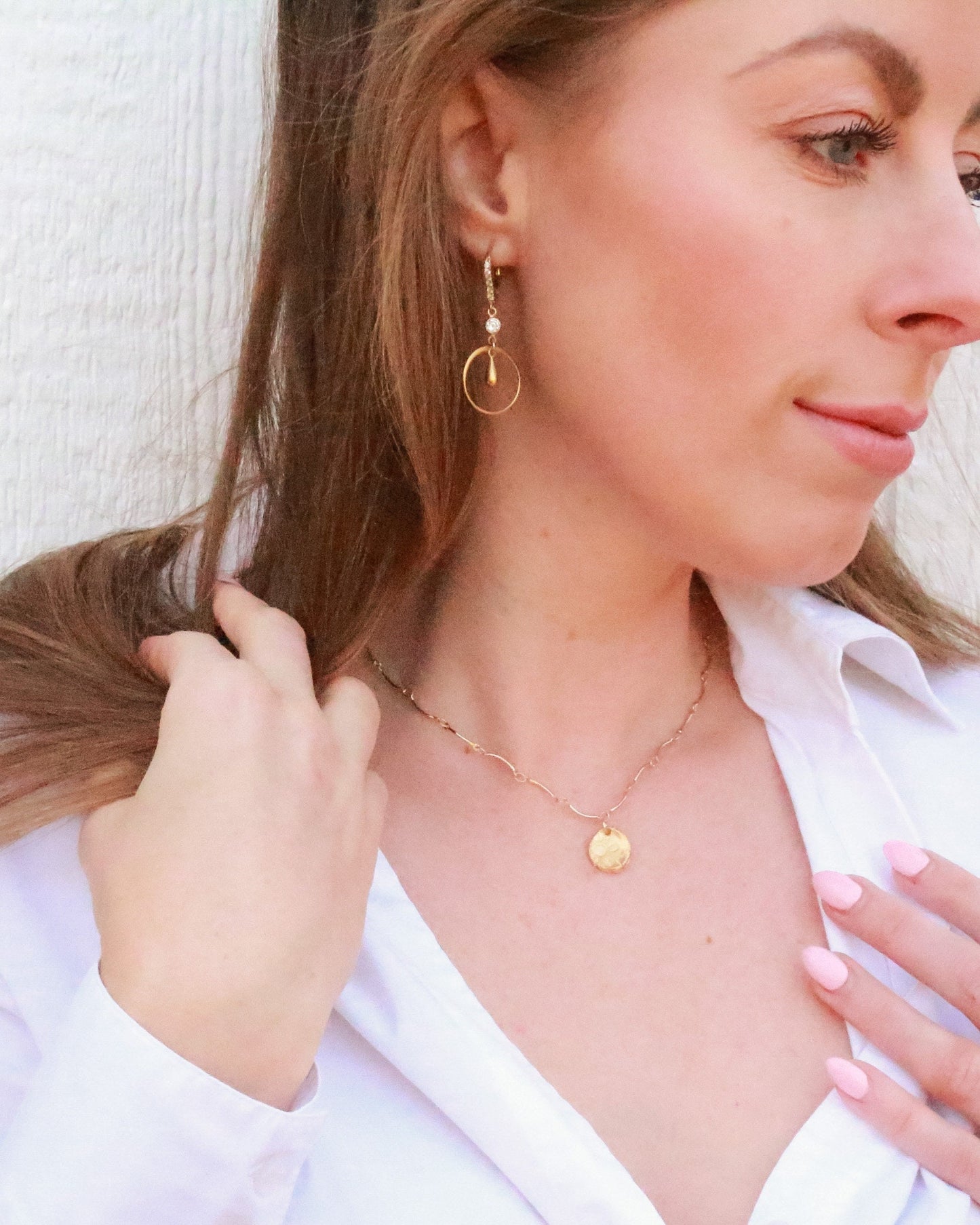 The Fleur Coin Necklace - Gold Floral Coin Chain Necklace, Pressed Flower Pendant, Pressed Flower Charm, Flower Necklace, Gold Flower Charm