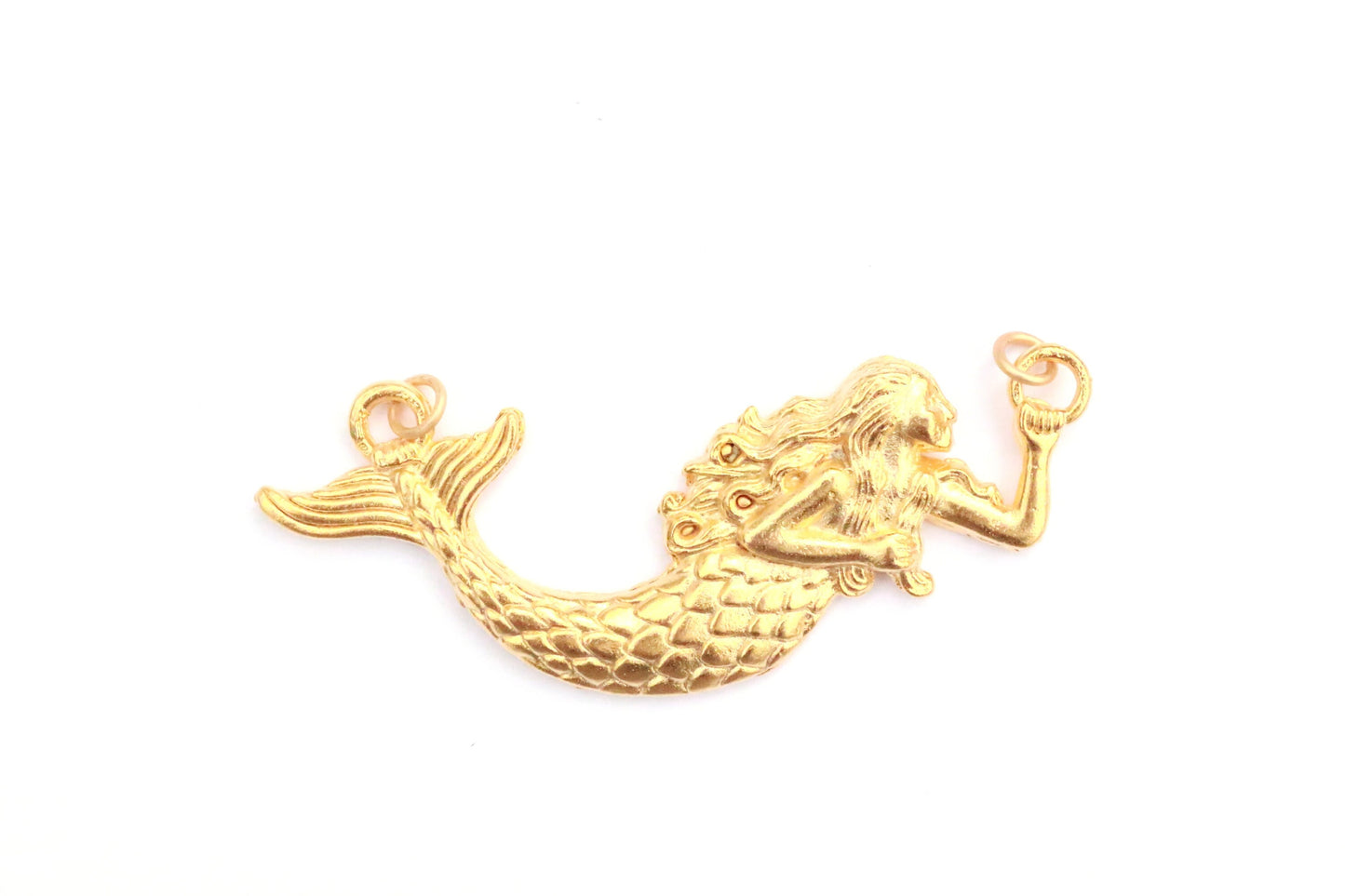 Gold Little Mermaid Pendant, Large Mermaid Charm, Ariel Necklace, Ocean Creature Jewelry, Mermaid Necklace, Gold Mermaid, Mermaid Charm