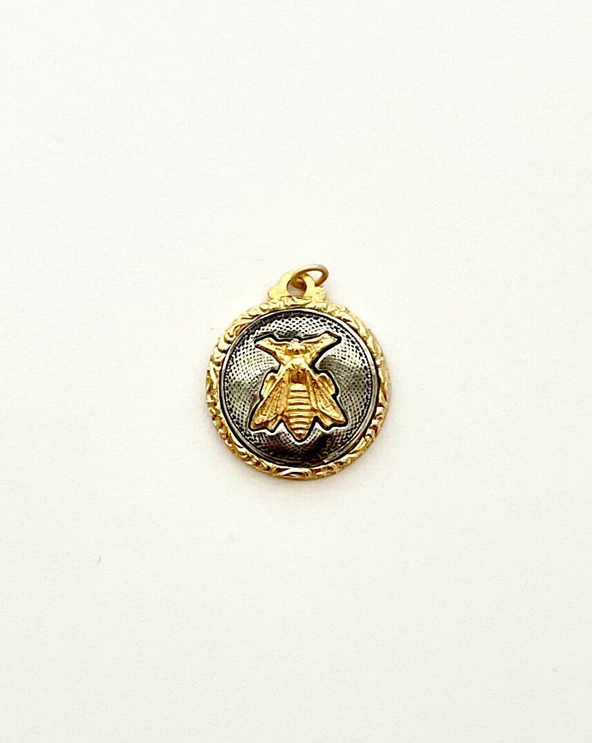 Bee Pendant, Mixed Metal Bee Pendant, Honey Bee Pendant, Bumblebee Pendant, Gold Bee, Silver Bee