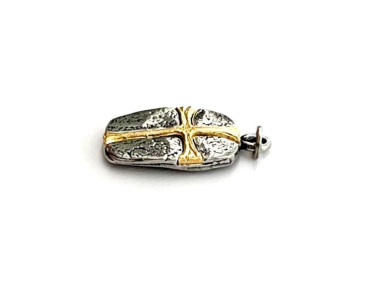 Cross, Shield Charm, Pewter Charm, Mixed Metal Cross, Gold Cross, Silver Pendant, Silver Cross, Charm Bracelet, Crucifix, Rosary