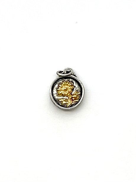 Mixed Metal Charm, Daisy Charm, Flower Charm, Nature Charm, Charm Bracelet, Gold Charm, Silver Charm, Coin Jewelry, Small Charm