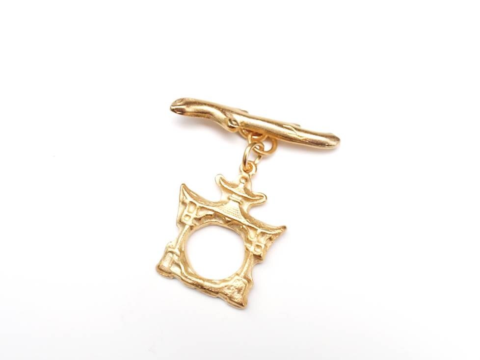 Pagoda Toggle Clasp, Gold Toggle, Pewter Toggle, Asian, Gold Clasp, Toggle Clasp, Britannium Clasp, Pewter