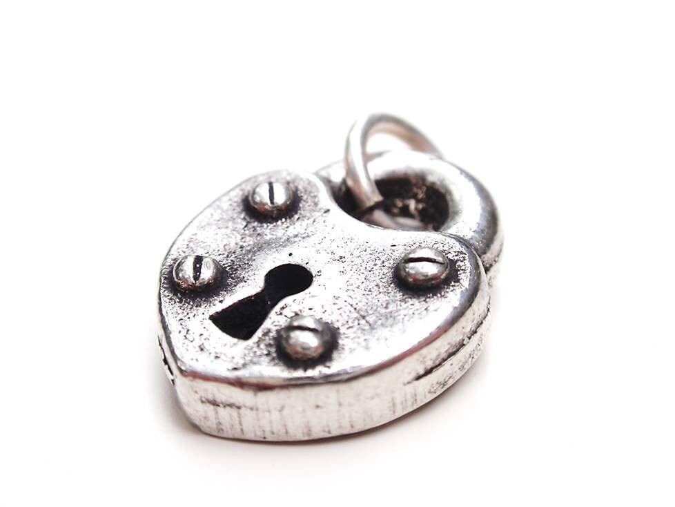 Heart Charm, Padlock Charm, Heart Earrings, Silver Heart, Pewter Charm, Britannium Charm, Charm Bracelet, Silver Charm