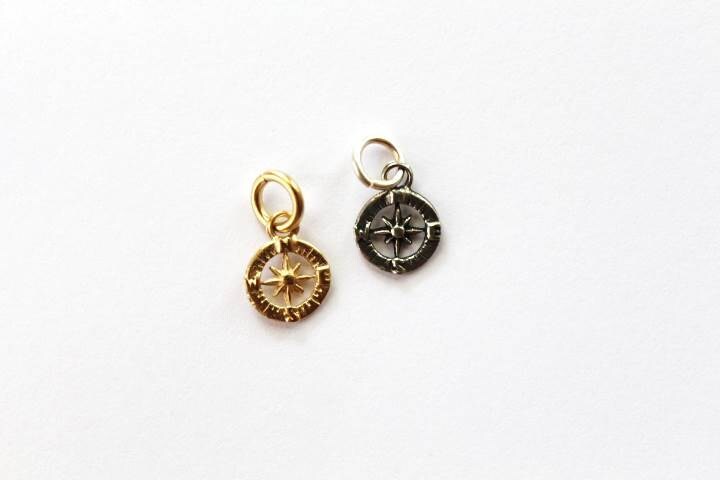 Compass Charm, Nautical Charm, Gold Charm, Silver Charm, Charm Bracelet, Jewelry Supply, Beach Jewelry, Sea
