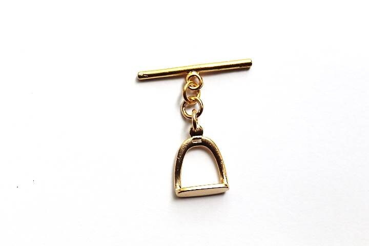 Gold Stirrup Toggle, Gold Toggle, Gold Clasp, Stirrup Clasp, Equestrian Charm, Equestrian Jewelry, Silver Clasp