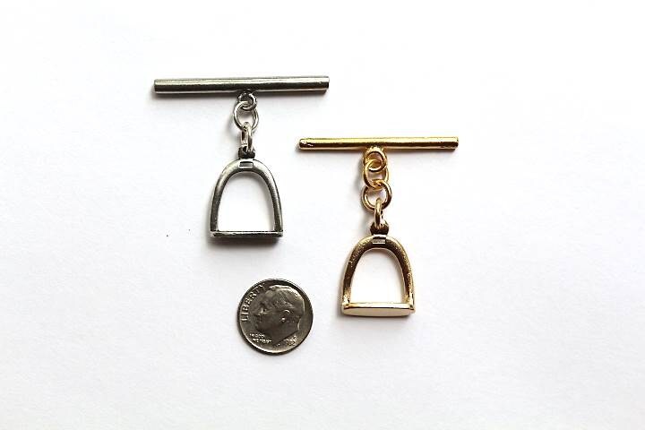 Gold Stirrup Toggle, Gold Toggle, Gold Clasp, Stirrup Clasp, Equestrian Charm, Equestrian Jewelry, Silver Clasp