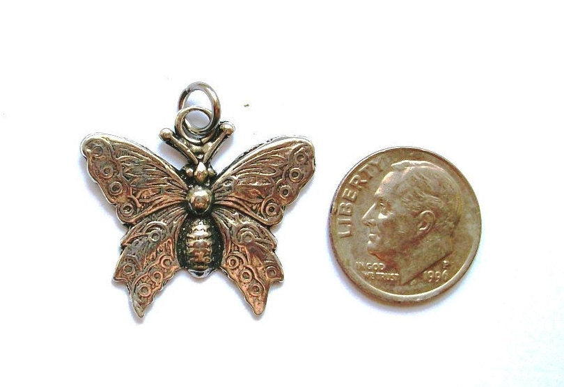 Butterfly Charm, Silver Charm, Charm Bracelet, Butterfly Jewelry, Gold Charm, Britannium, Pewter Charm, Garden Jewelry