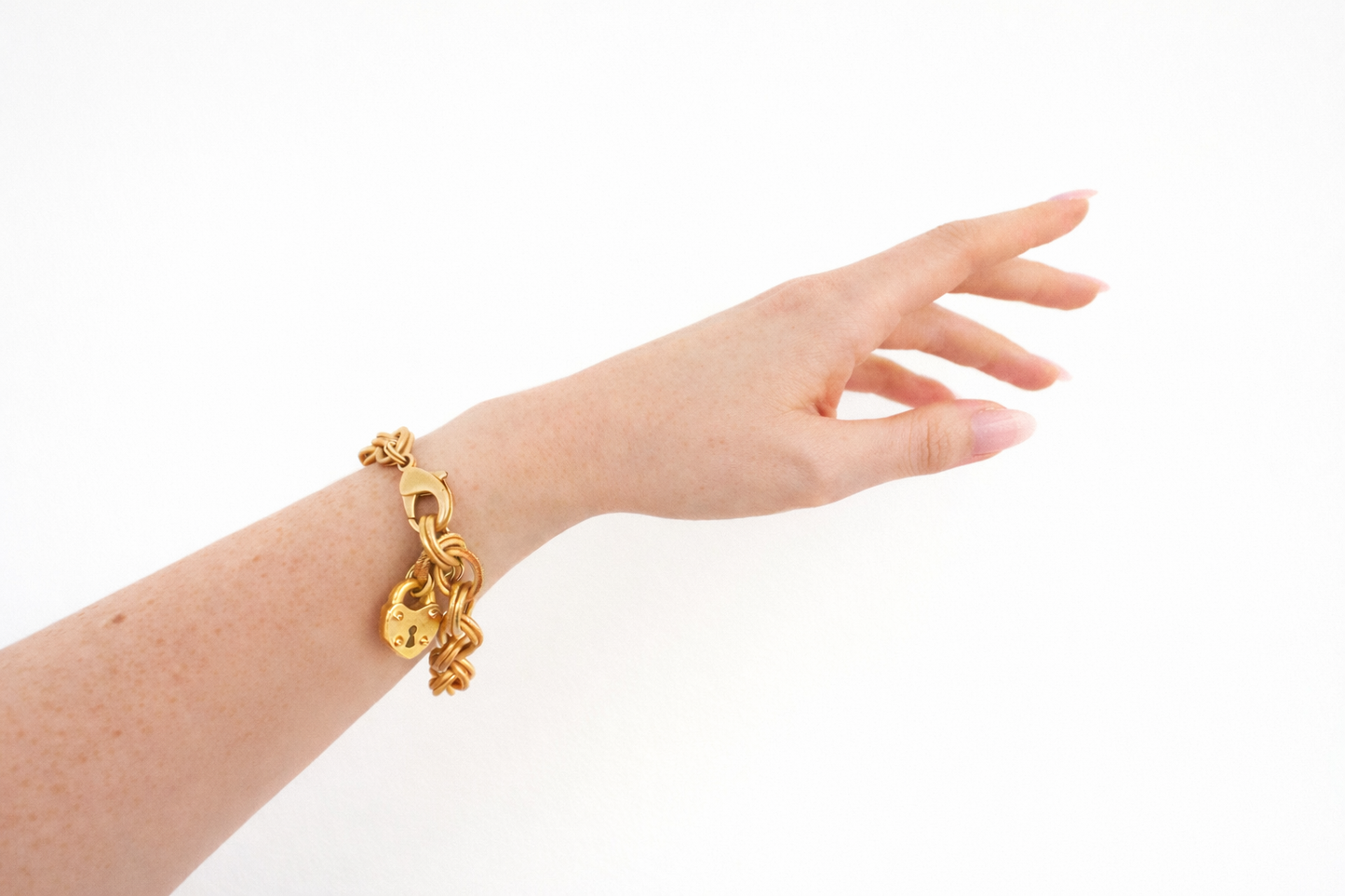 Heart Padlock Charm Bracelet – Chunky Chain Bracelet in Gold or Silver