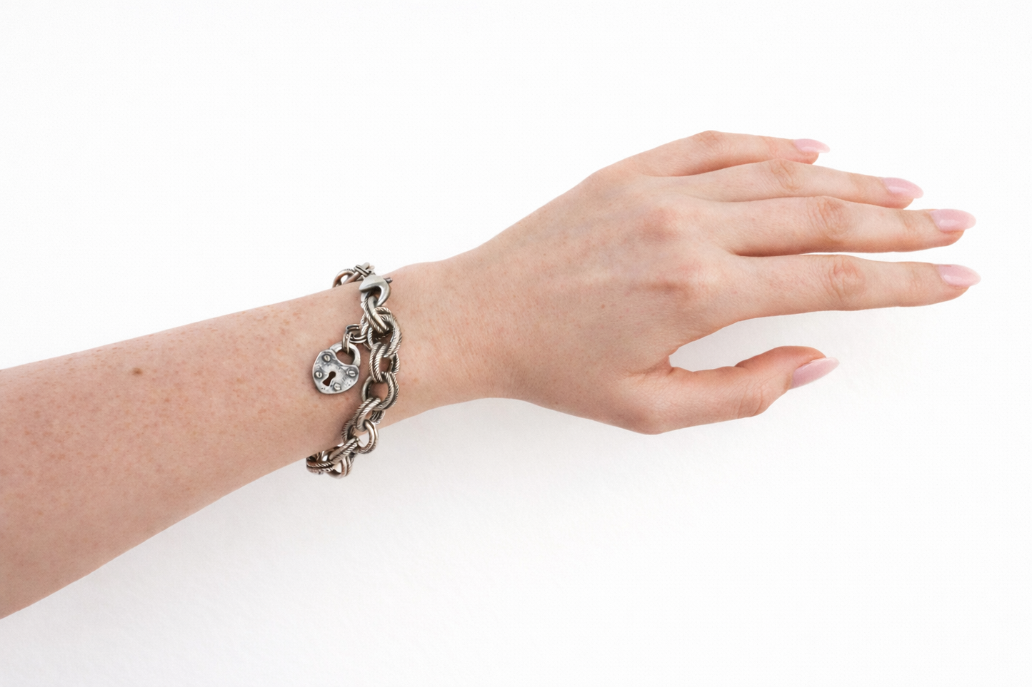 Heart Padlock Charm Bracelet – Chunky Chain Bracelet in Gold or Silver