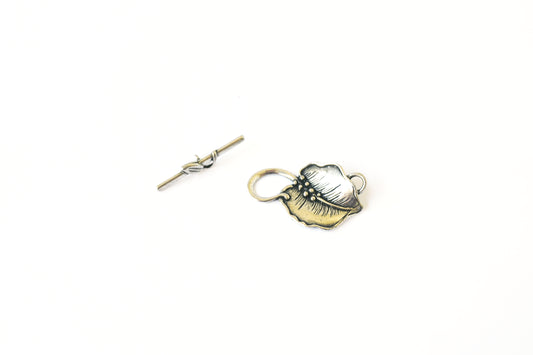Leaf Toggle Clasp | Botanical Jewelry Closure | Nature Inspired Bar & Ring Clasp | Necklace & Bracelet Findings | Jewelry Supply