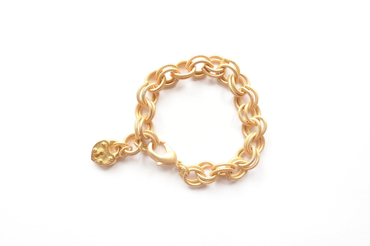 Heart Padlock Charm Bracelet – Chunky Chain Bracelet in Gold or Silver