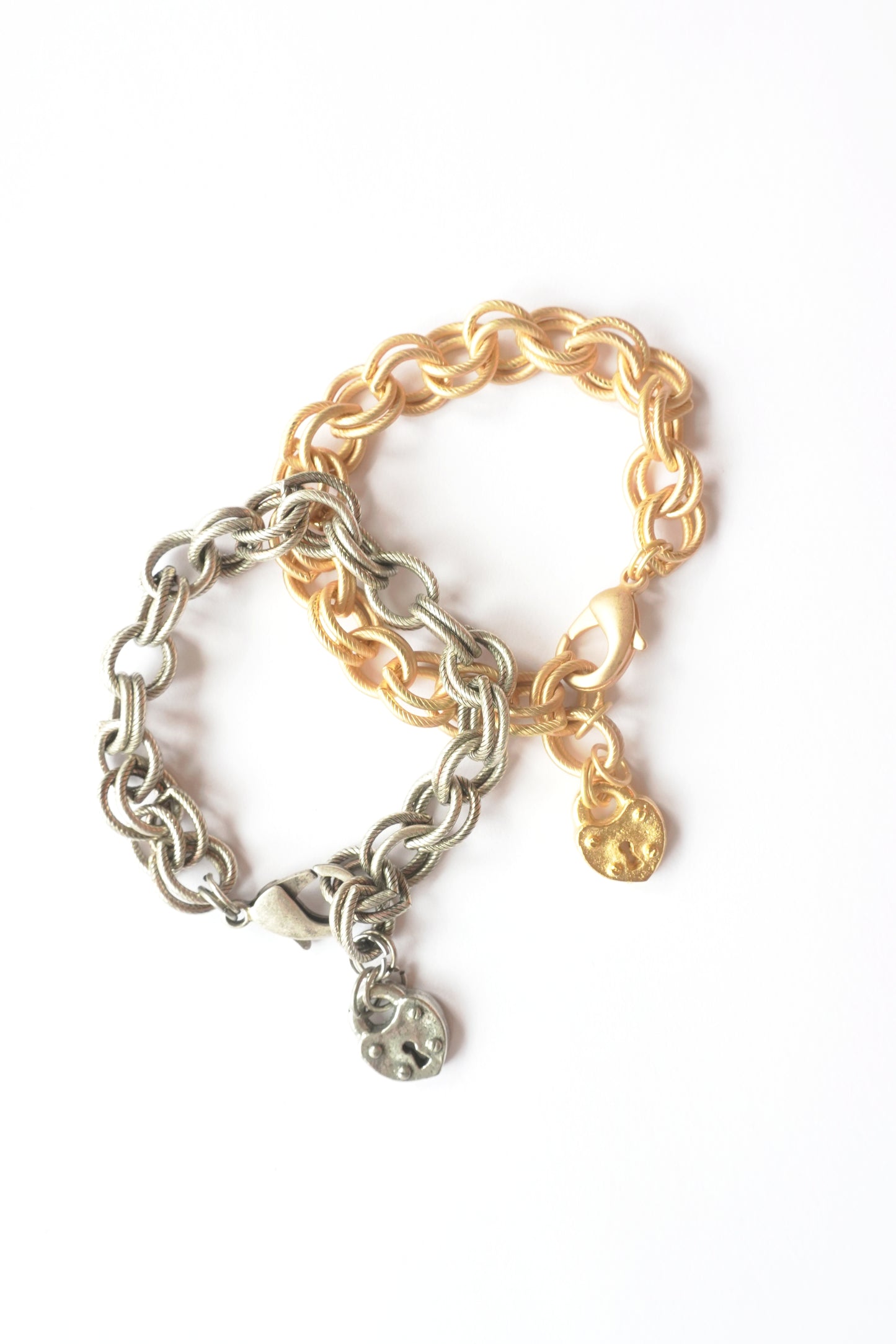 Heart Padlock Charm Bracelet – Chunky Chain Bracelet in Gold or Silver