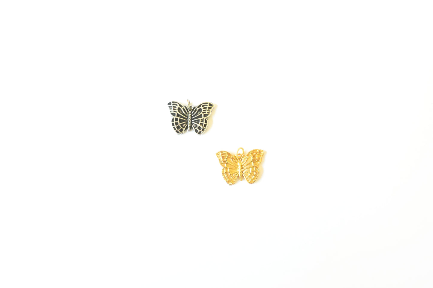 Butterfly Charm Pendant for Jewelry Making – Detailed Britannium Butterfly Charm in Gold Finish or Natural Silver Tone