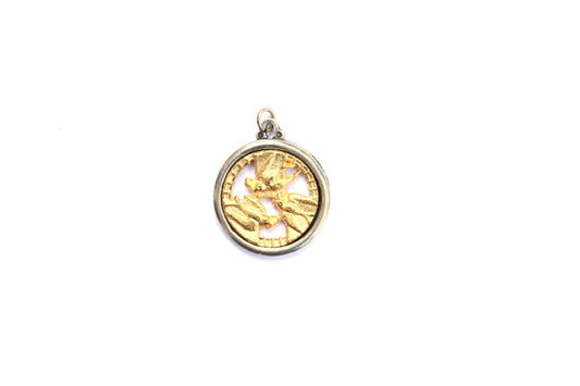 Mixed Metal Swallow Pendant - Britannium Coin Charm