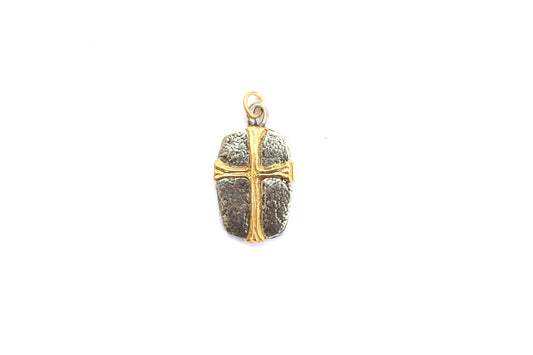Cross Shield Pendant in Mixed Metal Britannium
