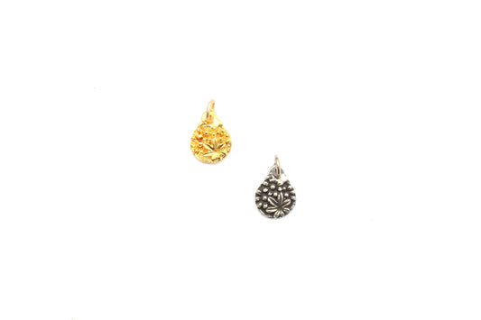 Coin Shaped Bouquet Charm In Britannium  - Small – Nature's Bloom in Timeless Metal