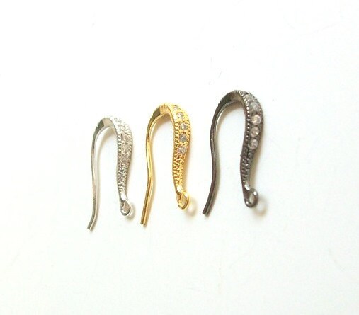 Fancy Earwires for Jewelry Making, Embellished Earwires, Jewelry Making Supply, Jewelry Finding, CZ Earwire, CZ Components,Jewelry Component