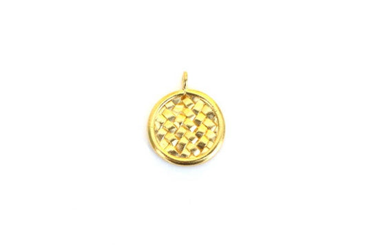 Basket Weave Coin Charm, Gold Charm, Gold Coin, Coin Pendant, Coin Jewelry, Basket Weave, Woven Charm, Woven Jewelry, Britannium, Gold