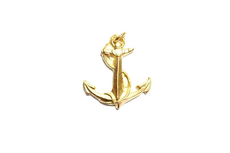 Gold Anchor Charm, Nautical Charm, Beach Jewelry, Charm Bracelet, Gold Anchor Charm, Pirate Charm, Sailing Charm, Nautical Charm, Pewter