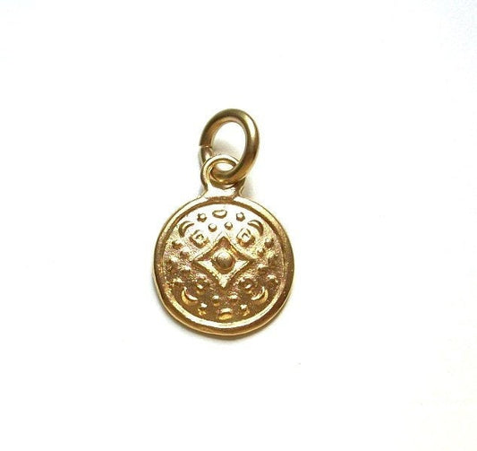 Vintage Gold Button Charm, Vintage Jewelry Supply, Steampunk Jewelry, Steampunk Charm, Button Charm, Gold Button, Jewelry Making, Gold Charm