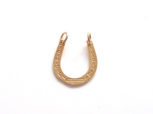 Gold Horseshoe Charm, Equestrian Charm, Lucky Charm, Gold Charm, Gold Connector, Horseshoe Necklace, Horseback Riding, Riding Jewelry, Horse