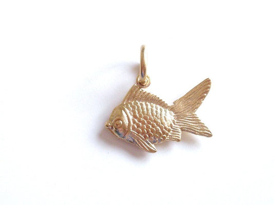 Gold Goldfish Charm, Fish Charm, Nautical Charm, Gold Charm, Beach Charm, Koi Fish Charm, Fish Jewelry, Swimming Charm, Pewter Finding