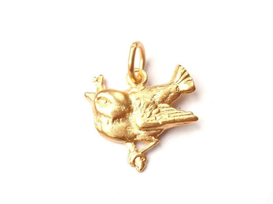 Gold Bird Pendant, Sparrow Charm, Gold Charm, Charm Bracelet, Bird Pendant, Pewter Charm, Bird Charm, Bird Jewelry, Jewelry Making, Charm