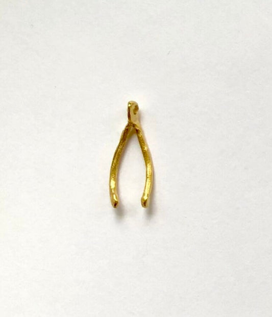 Wishbone Charm, Gold Charm, Jewelry Finding, Jewelry Component, Wish Charm, Charm Bracelet, Gold Pendant