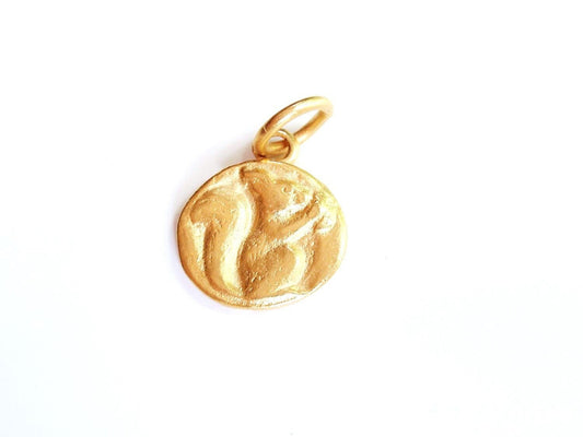 Gold Squirrel Coin Charm, Gold Charm, Coin Jewelry, Squirrel Jewelry, Squirrel Necklace, Pewter Charm, Britannium Charm, Charm Bracelet