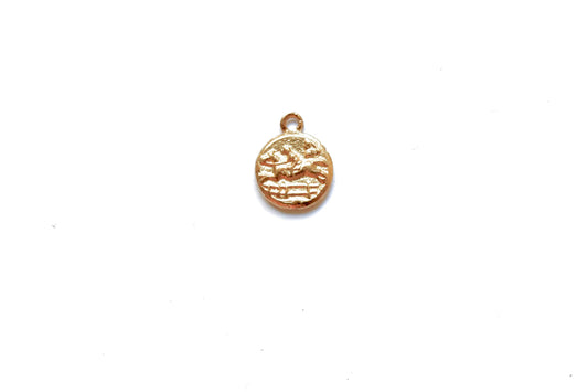 Gold Horse Coin Charm, Equestrian Jewelry, Equestrian Charm, Horse Pendant, Charm Bracelet, Jumping Horse, Horseback Riding, Jewelry Supply