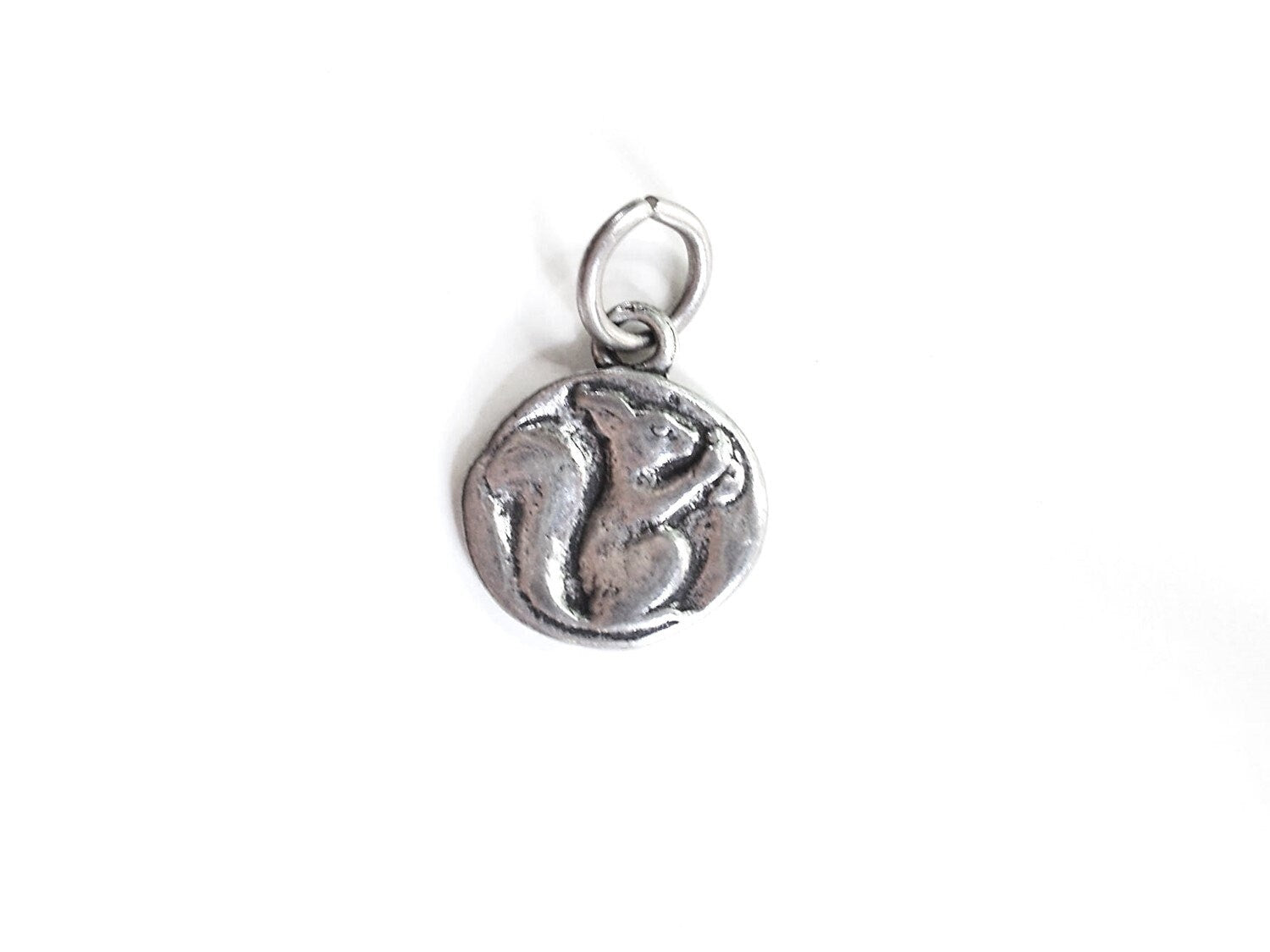 Gold Squirrel Coin Charm, Gold Charm, Coin Jewelry, Squirrel Jewelry, Squirrel Necklace, Pewter Charm, Britannium Charm, Charm Bracelet