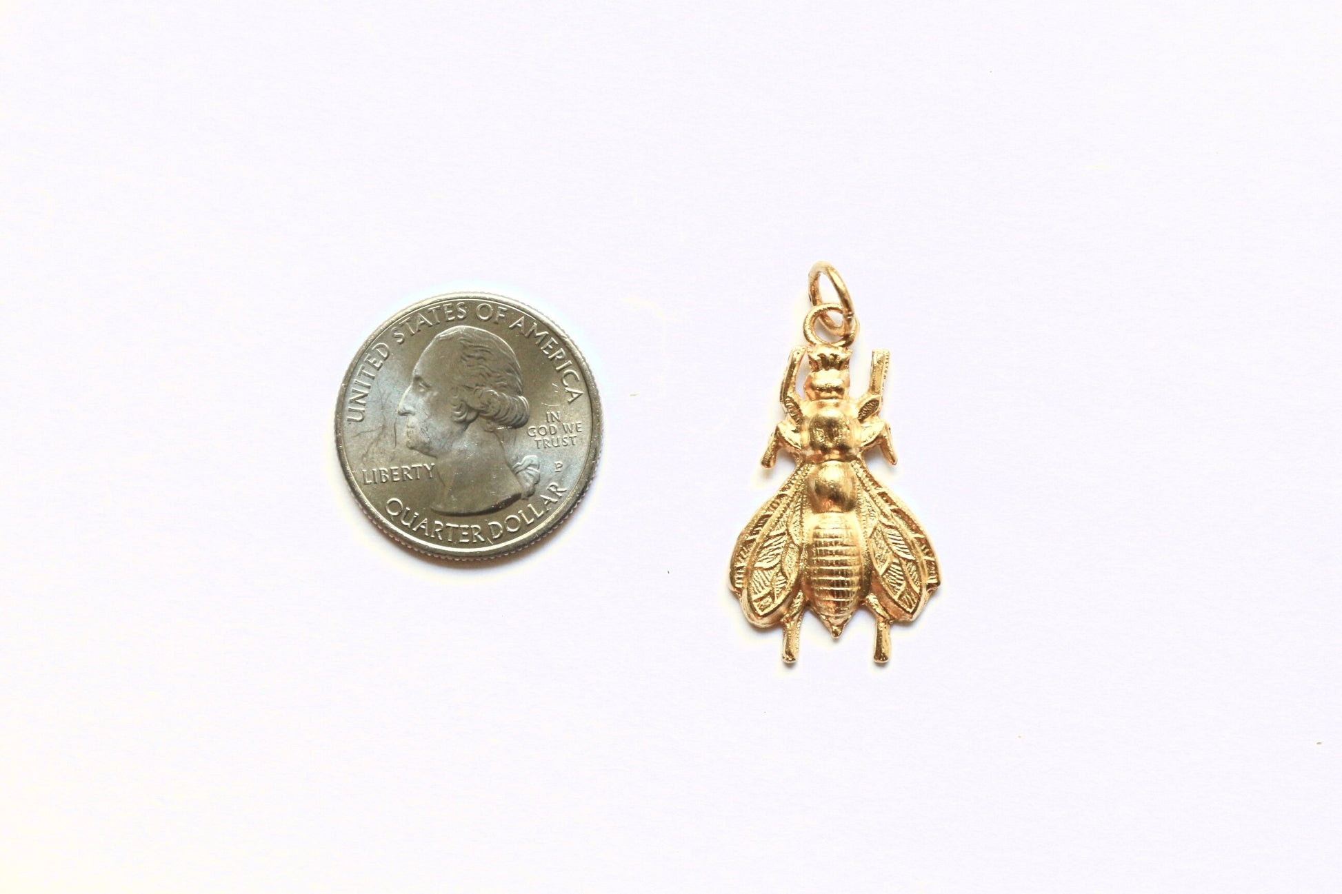 Gold Bee Charm, Anatomical Bee Charm, Bumblebee Charm, Queen Bee Charm, Bee Jewelry, Garden Charm, Garden Jewelry, Nature Charm, Finding