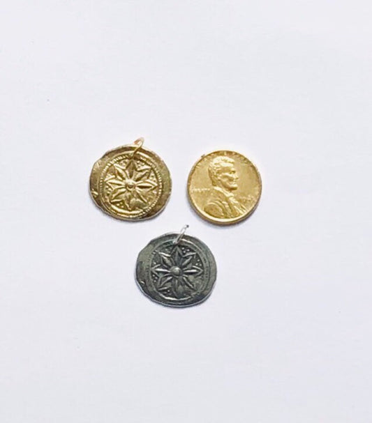 Wax Seal Charm, Flower Charm, Poinsettia Charm, Gold Charm, Silver Charm, SpringStreetStudios, Lisa Hammerlee