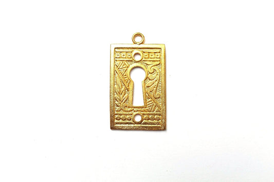 Lock and Key Pendant, Lock Charm, Lock Jewelry, Steampunk Charm, Gold Lock, Gold Pendant, Steampunk Jewelry, Keyhole Charm, Lock Pendant