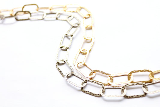Large Hammered Paperclip Chain, Hammered Chain, Link Chain, Textured Chain, Jewelry Supply, Chain by the Foot, Bulk Chain, Supply