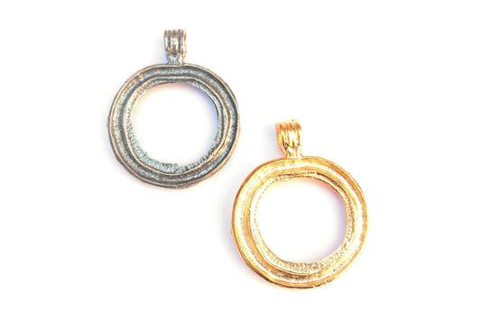 Doughnut Pendant, Medallion Pendant, Large Pendant, Silver Pendant, Statement Pendant, Jewelry Making, Circle Pendant