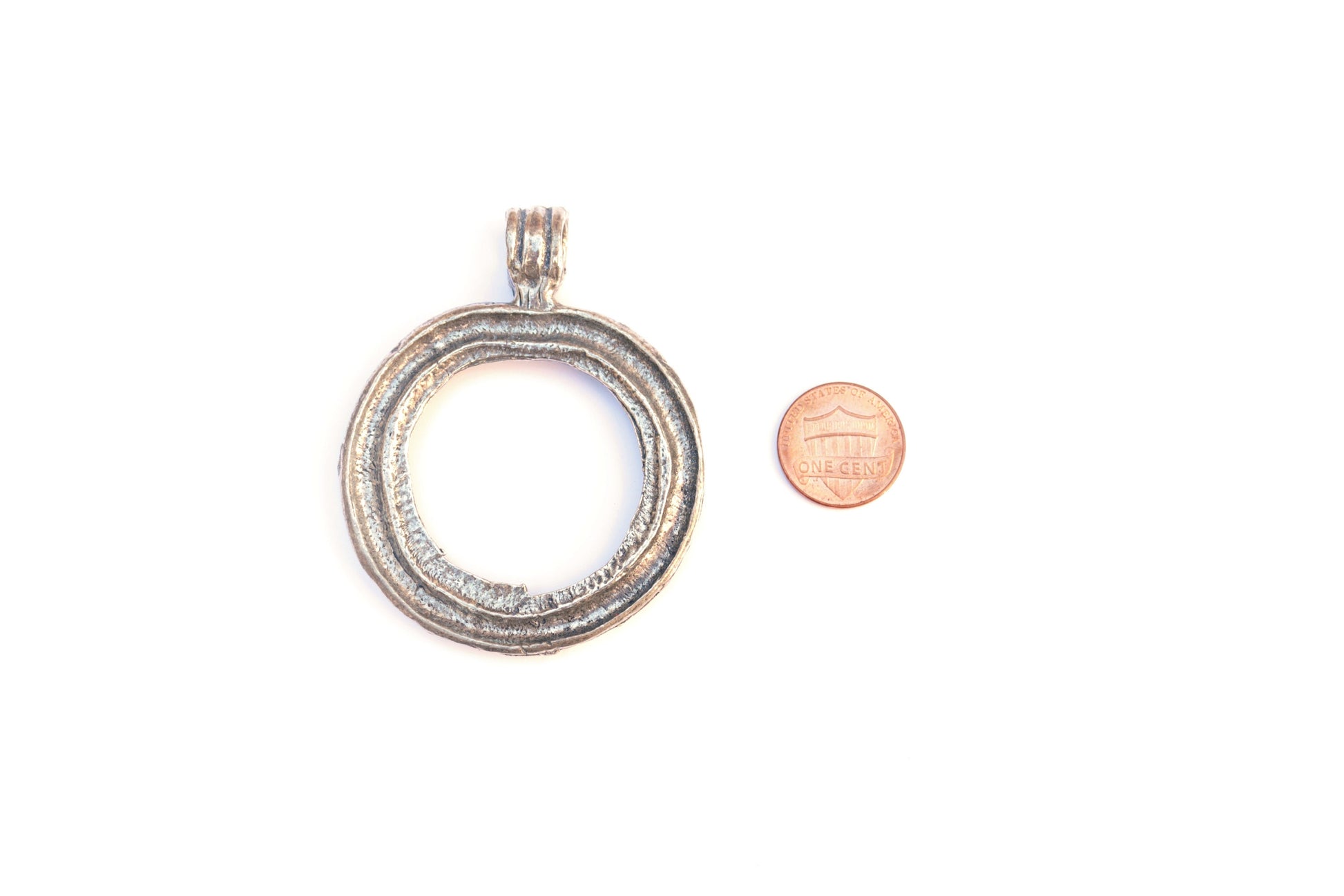 Doughnut Pendant, Medallion Pendant, Large Pendant, Silver Pendant, Statement Pendant, Jewelry Making, Circle Pendant