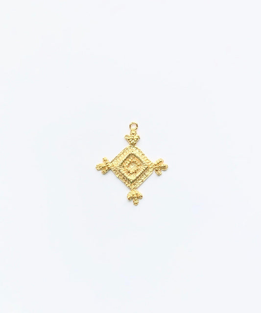 Ornate Pendant, Moroccan Charm, Gold Pendant, Silver Pendant, Gold Ornate Shield, Shield Charm, Jewelry Finding, Component