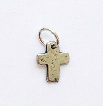 Little Hammered Cross, Cross Charm, Pewter Charm, Gold Cross, Gold Charm, Silver Pendant, Silver Charm, Crucifix, Charm Bracelet, Communion