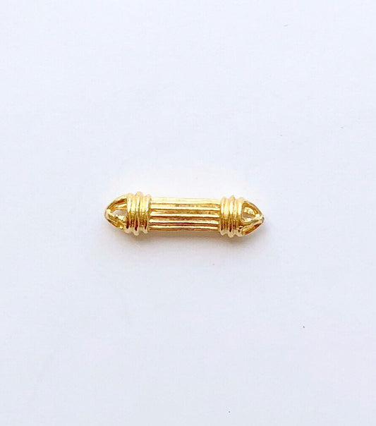 Column Pendant, Ridged Bead, Tube Bead, Corrugated Bead, Jewelry Finding, Jewelry Design, Architectural Bead, Gold Pendant