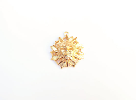 Gold Sun Pendant, Celestial Pendant, Celestial Jewelry, Planet Charm, Gold Pendant, Space Jewelry, Sunshine Charm, Statement Pendant, Solar