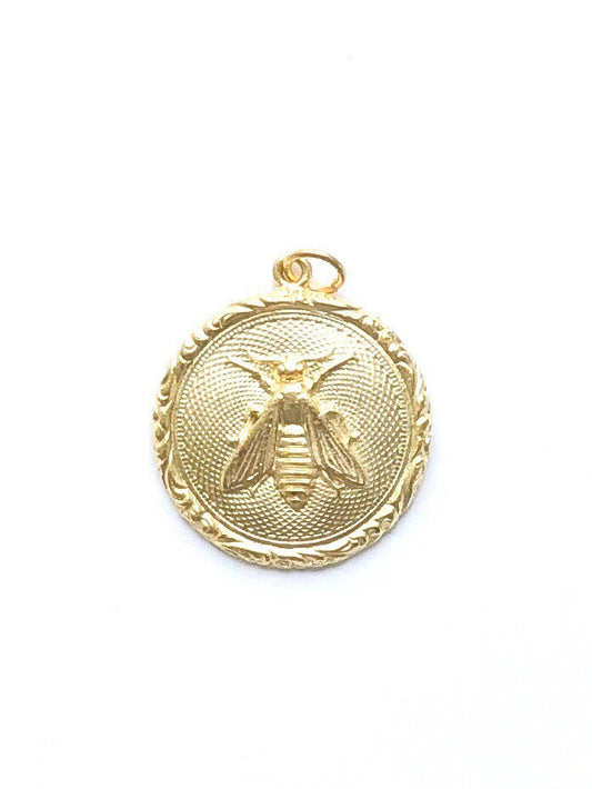 Gold Bee Coin Charm, Bumblebee, Queen Bee, Gold Charm, Honeybee, Coin Jewelry, Bee Jewelry, Bee Jewelry, Bee Necklace, Bee Pendant, Gold Bee