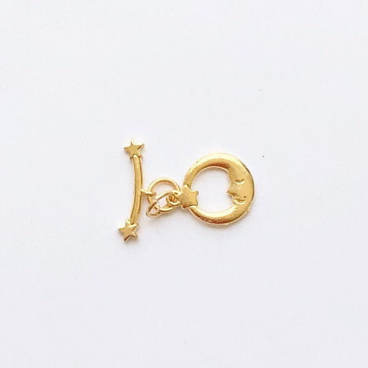 Moon and Star Toggle, Astrology, Gold Toggle, Britannium Toggle, Pewter Toggle, Celestial Clasp, Jewelry Finding, Crescent Moon Clasp