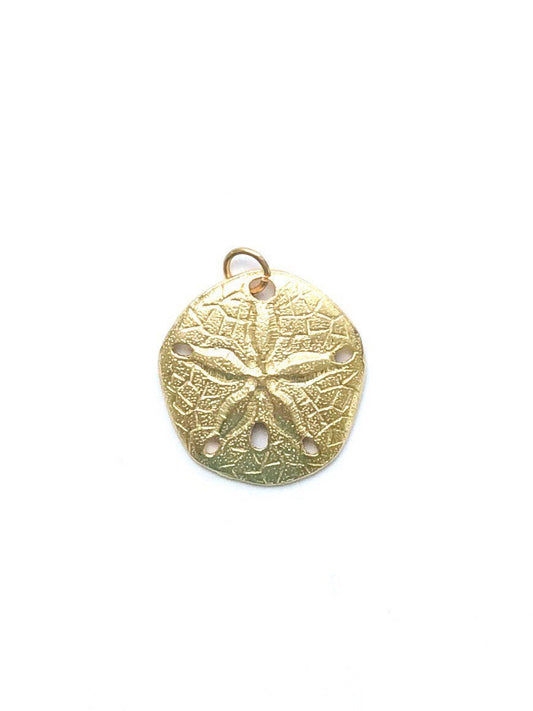 Gold Sand Dollar Charm, Beach Jewelry, Nautical, Shell Pendant, Sand Dollar Charm, Gold Charm, Sand Dollar Pendant, Sandollar