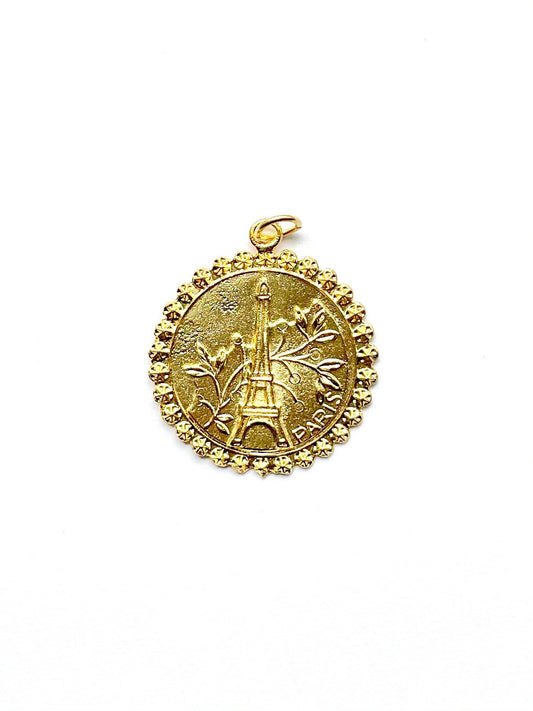 Eiffel Tower Charm, Paris Pendant, French Pendant, Gold Paris Charm, French Jewelry, Gold Eiffel Tower