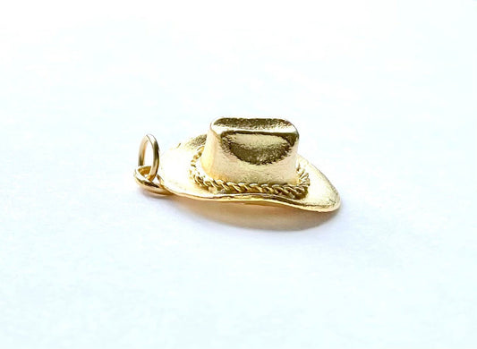 Gold Cowboy Hat, Cowboy Hat Charm, Horse Charm, Western Riding, Rodeo, Gold Charm, Equestrian Jewelry, Rodeo Jewelry