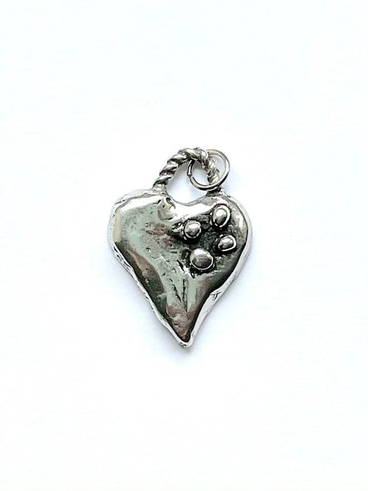Heart Charm, Heart Earrings, Silver Heart, Charm Bracelet, Silver Charm, Organic Heart, Handmade Heart, Heart Pendant, Valentine Heart
